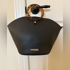 Katie Loxton Elegant Black Tote with Tortoise Handles